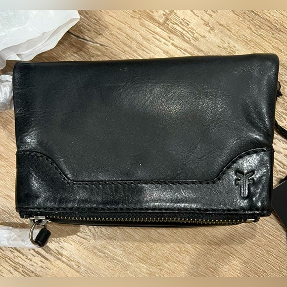 Frye Leather Melissa Stadium Crossbody & Wristlet, Black NWT - Picture 2 of 10